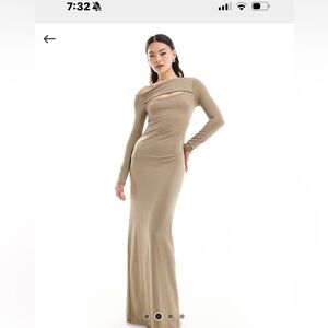 Elegant Tan Long Sleeve Dress